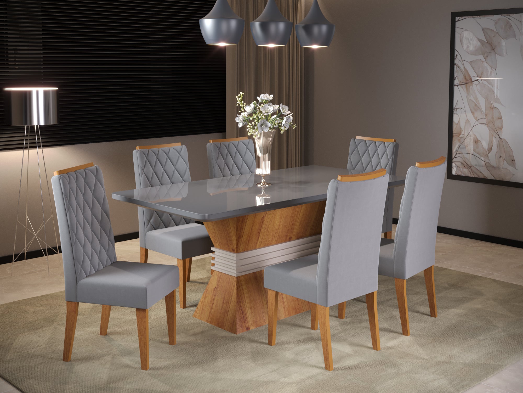 Sala Deli 160 6C Iza Mel Blonde.Off White Vel Marfim Viero - Móveis furniture