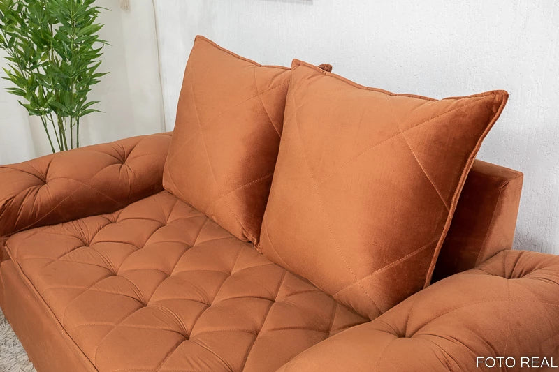 Sofá 2 lugares Bélgica 1.60m Veludo Terracota - Móveis furniture