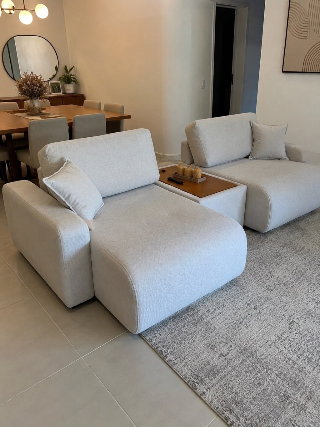 Sofá Modular Valence em Veludo 3 Peças 5 Lugares Retrátil e Reclinável Innove