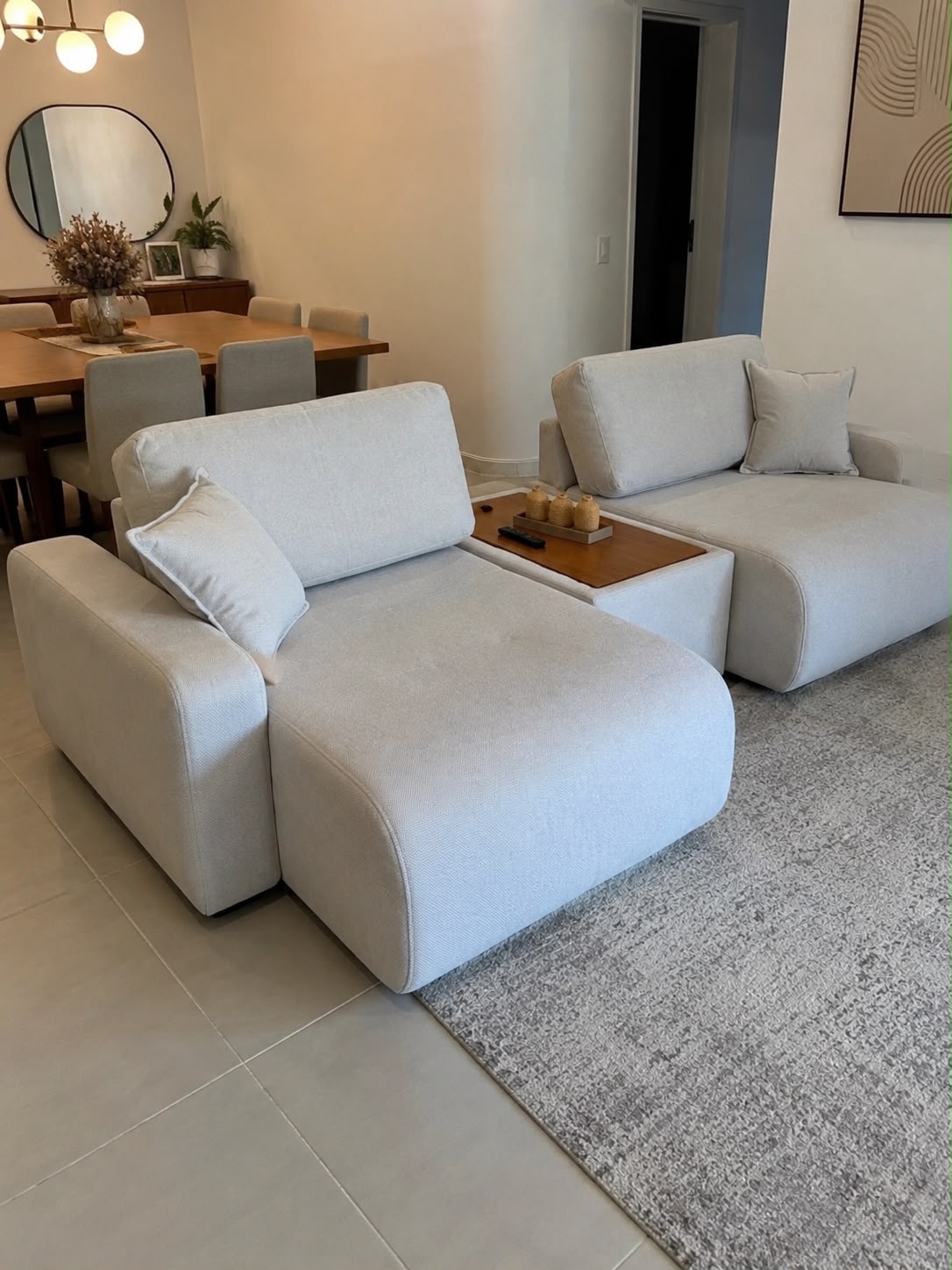 Sofá Modular Valence em Veludo 3 Peças 5 Lugares Retrátil e Reclinável Innove