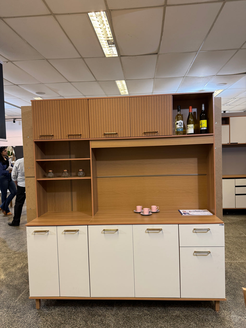 Kit Cozinha Núria Ripado 3D 9 Portas 1 Gaveta Larg. 1.80m Freijó/Off Poliman