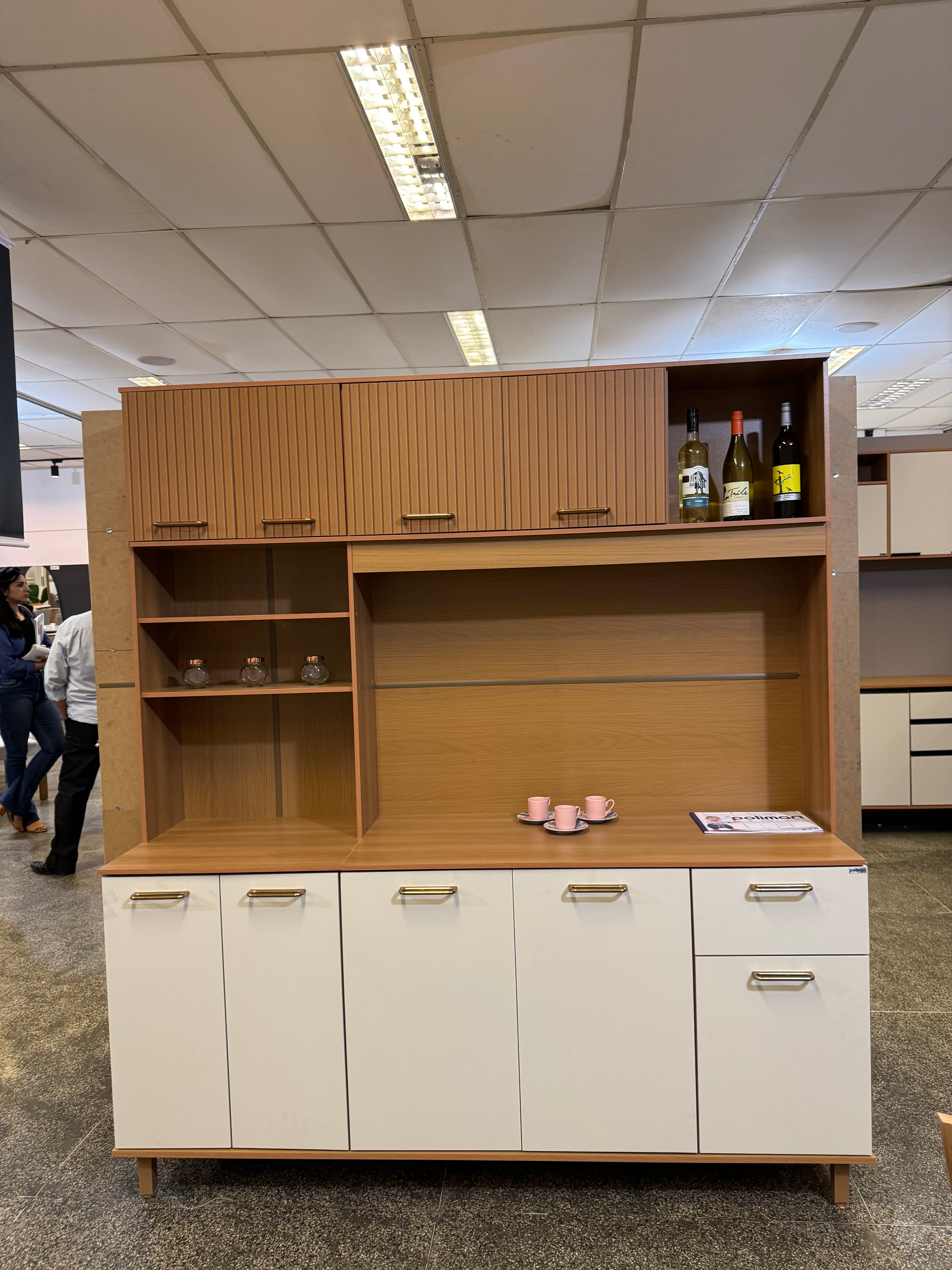 Kit Cozinha Núria Ripado 3D 9 Portas 1 Gaveta Larg. 1.80m Freijó/Off Poliman