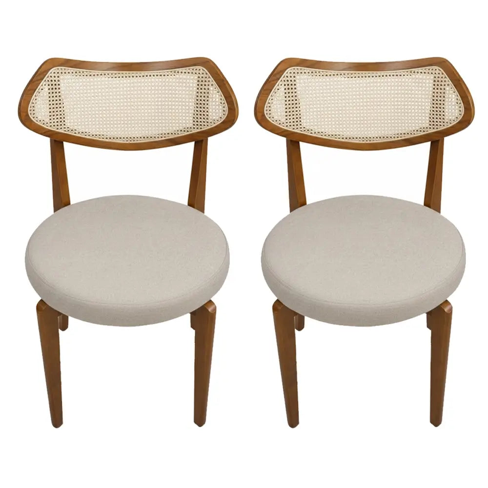 Kit 2 Cadeiras Athenas em Linho Madeira Hr