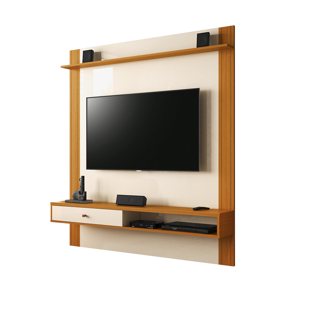 Painel até 55″ Condor Off White/Cedro – EDN MÓVEIS - Móveis furniture