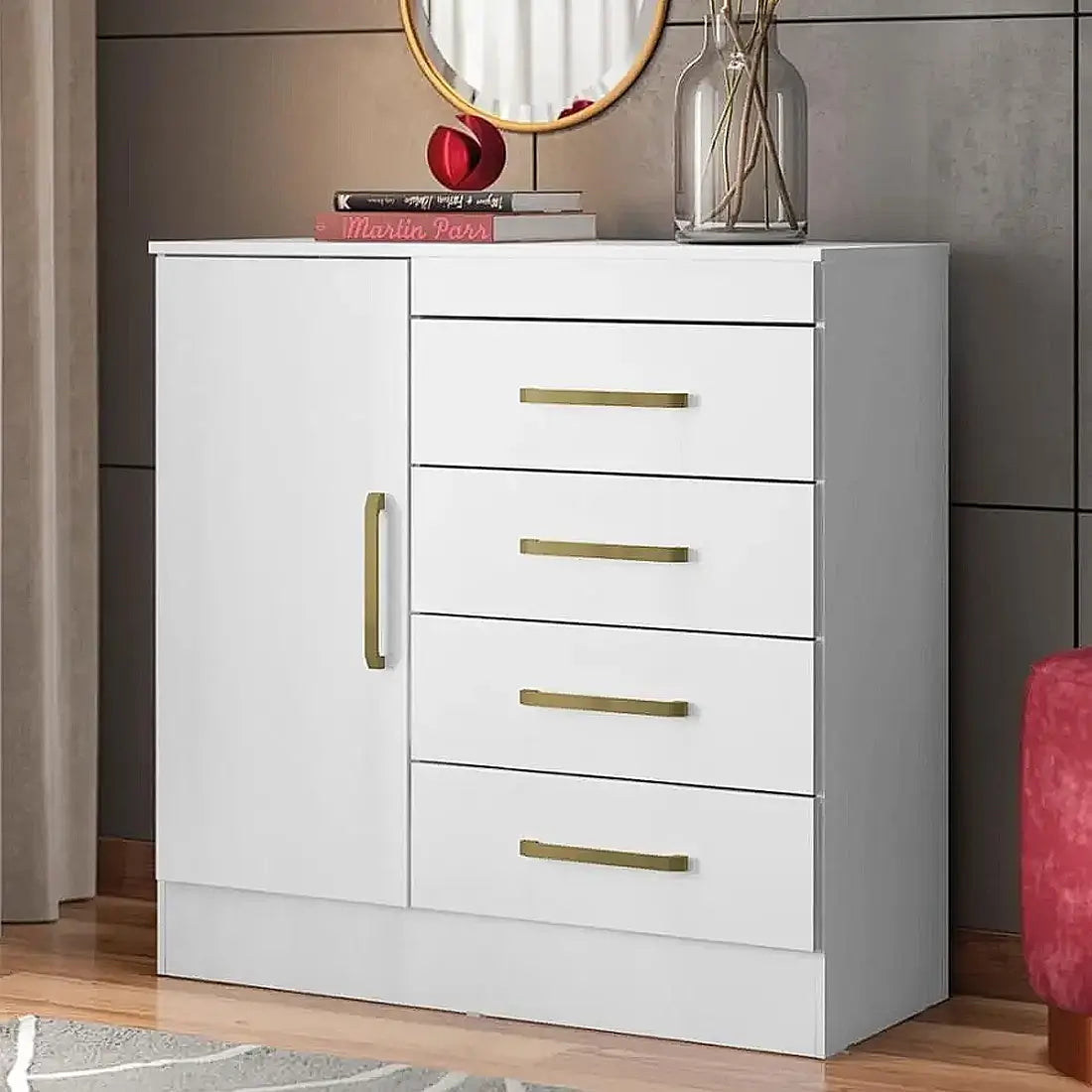 Cômoda Montevideu 4 Gavetas 1 Porta Demobile Branco flex