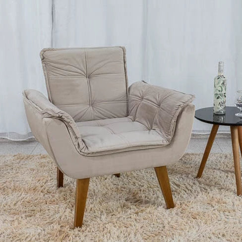 Poltrona Pérola Veludo Capuccina - Móveis furniture