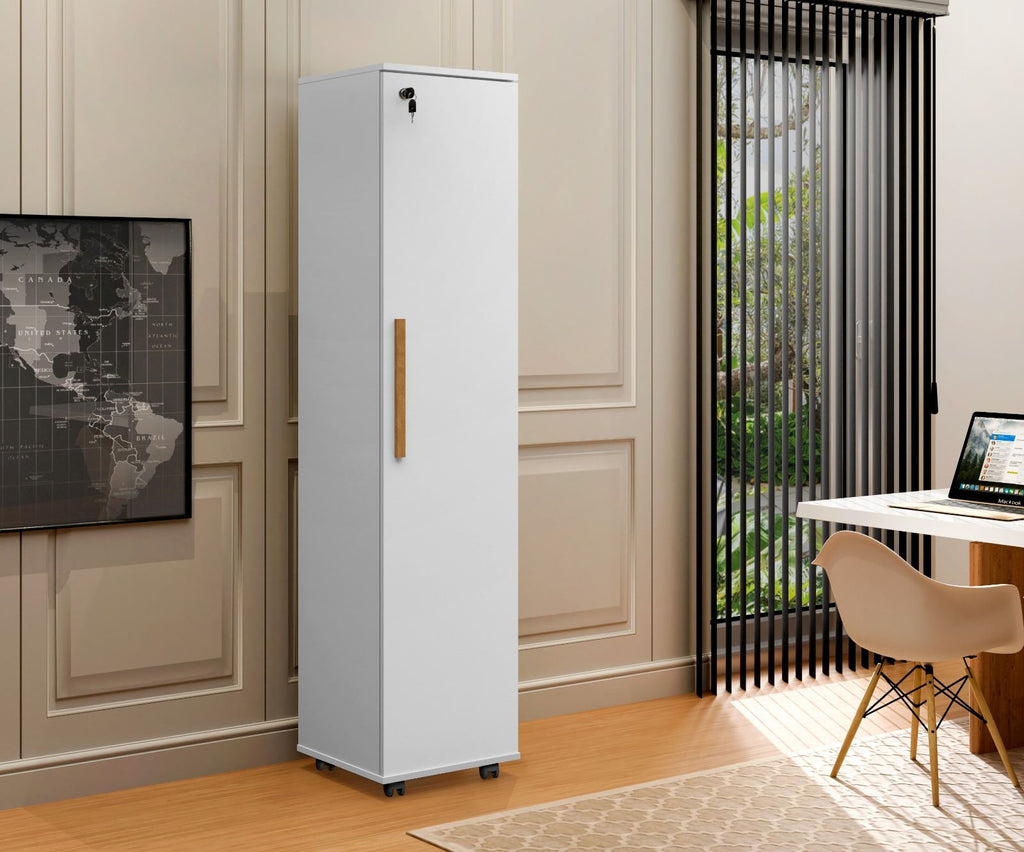 Multiuso Lune com Chaves e Rodizios Branco - Móveis furniture