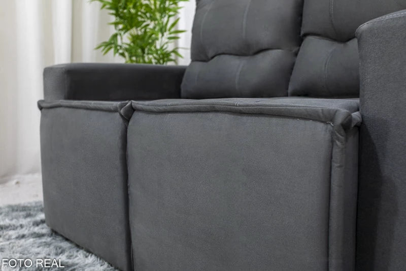 Sofá Retrátil Reclinável 1.60m Rafaela Veludinho Cinza - Móveis furniture
