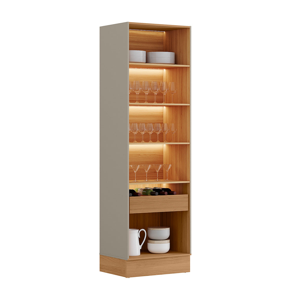 Cristaleira Allure 0.7 com Rodapé Simples Jequitibá/Gris Fosco – LINEA BRASIL