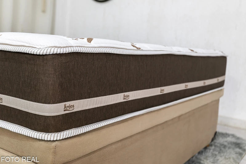 Box Baú Prime Capuccino + Colchão Casal Classic Marrom 188×138x62 Molas Superlastic Anjos - Móveis furniture