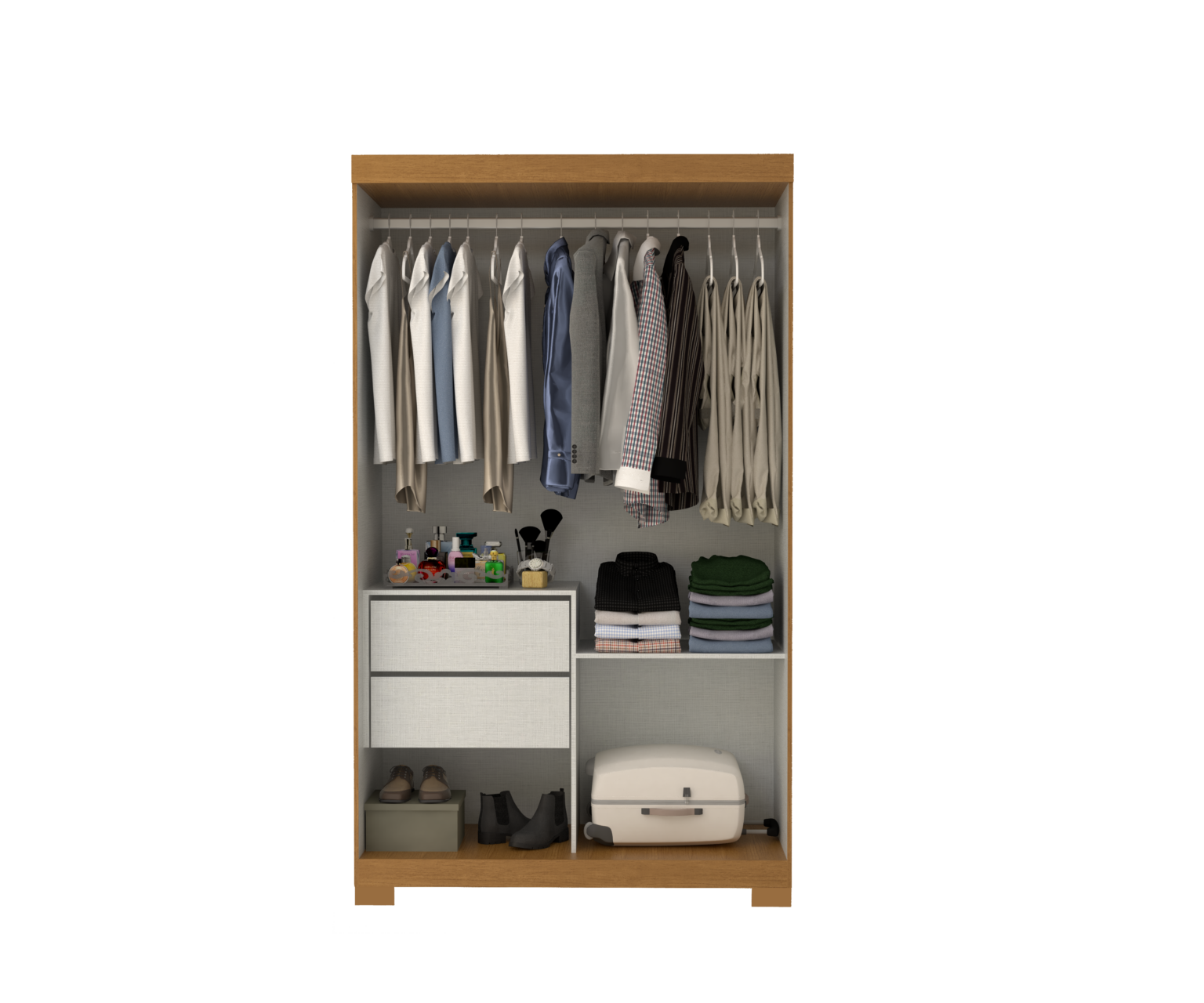 Guarda-Roupa 2 Portas Samira 1,098 m Cinamono/Off White/Cinamono – ACP MÓVEIS - Móveis furniture