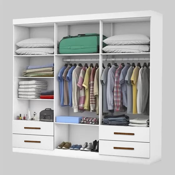 Guarda-Roupa 6 Portas Hércules (Sem espelho) 1,77 m Branco – CARIOCA MÓVEIS