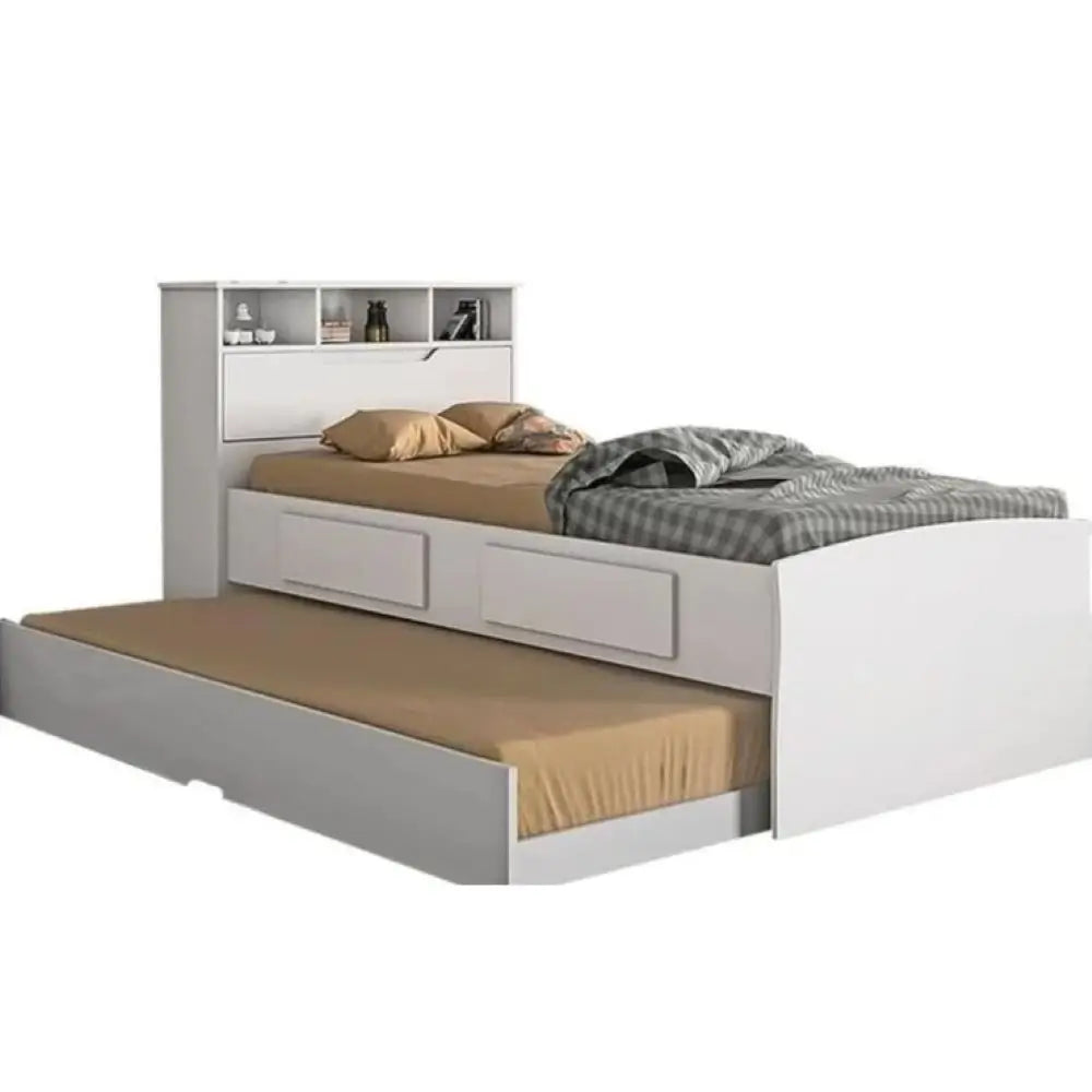 Cama Ravena COM Cama Auxiliar Solteiro 2 Gavetas e Baú Conquista BRANCO
