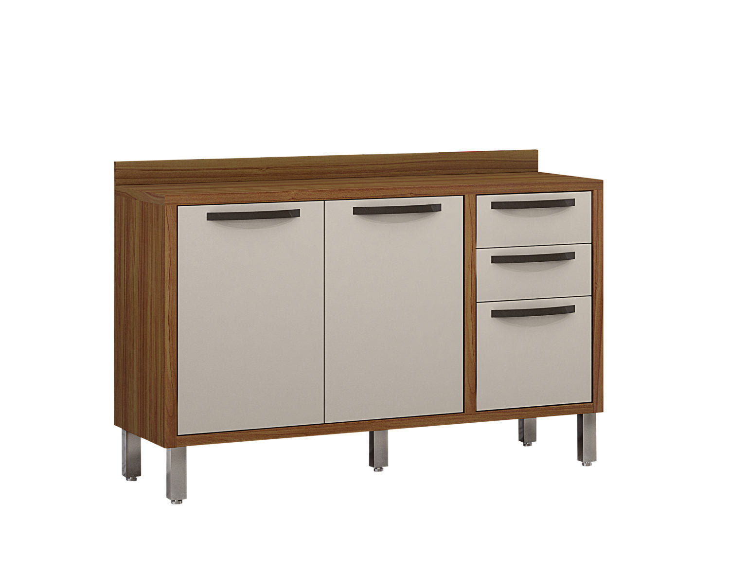 Balcão 2 Portas 3 Gavetas Letícia Carvalho/Off White – CHF