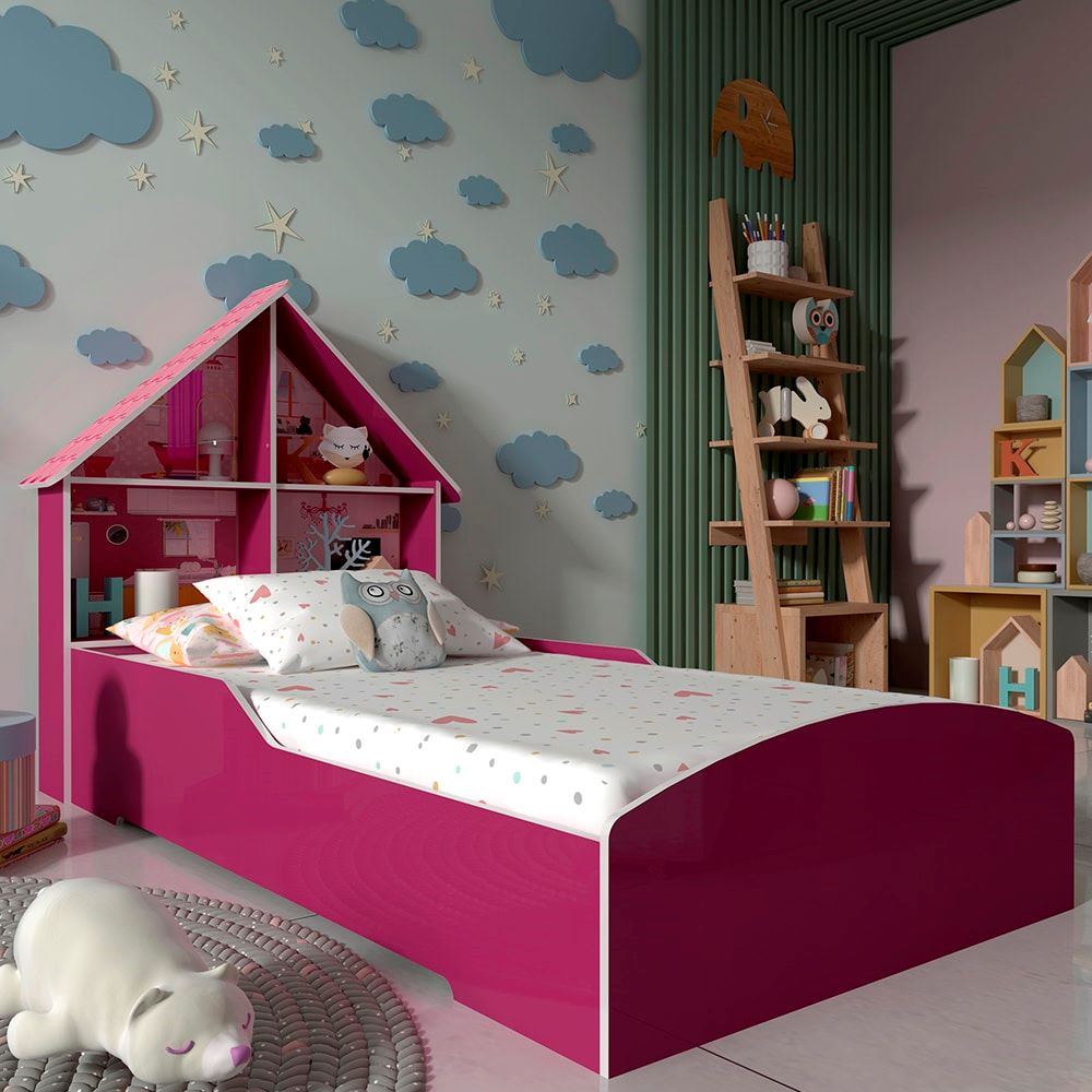 Cama Infantil Casinha 90 Pinck Ploc Gelius