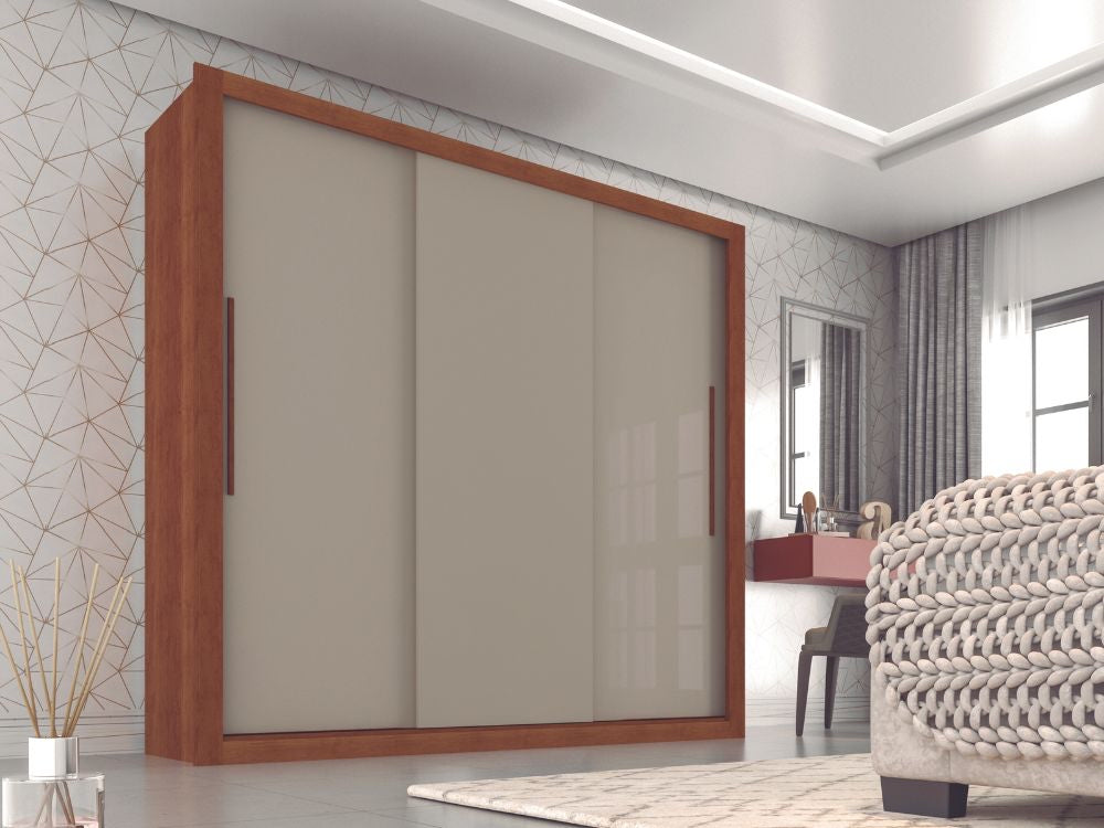 Guarda-Roupa Panamá 3 portas de correr flex – Cinamomo/Off White - Móveis furniture