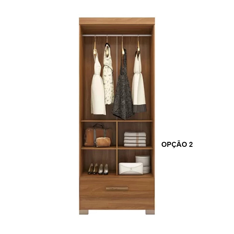 Roupeiro Solteiro Smart Plus 2 Portas 1 Gaveta Larg. 0.85m (GR2123) Cinamomo/Chumbo Rodial Móveis - Móveis furniture