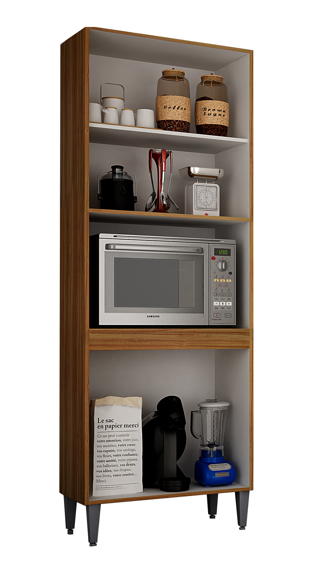 Paneleiro Alice Carvalho/Grafite – CHF - Móveis furniture