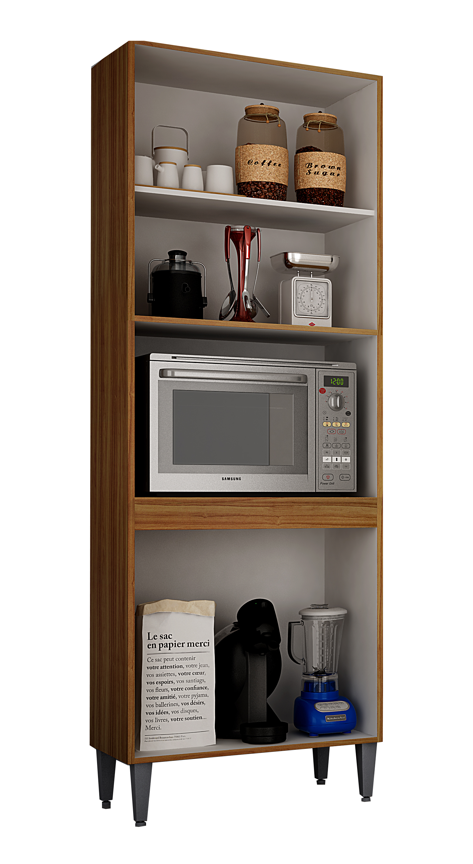 Paneleiro Alice Carvalho/Grafite – CHF - Móveis furniture