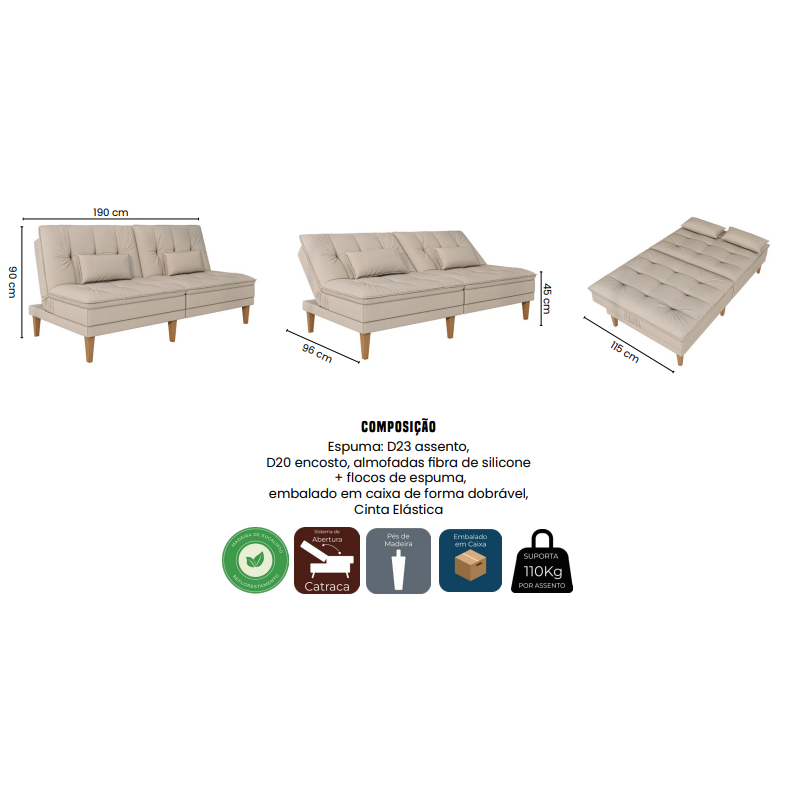 Sofá Cama Pietra - Móveis furniture