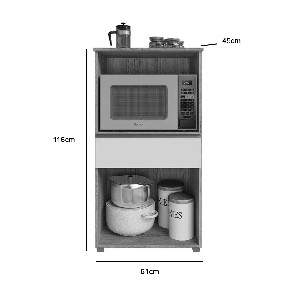 Balcão Micro-ondas Noruega 2 Portas 1 Gaveta Rud Rack