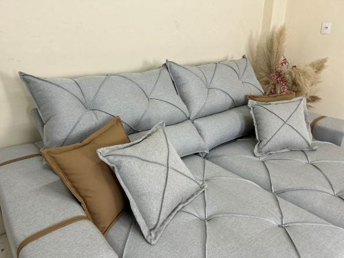 Sofá Retrátil e Reclinável Gran Bello 2.00m – Cinza Linho