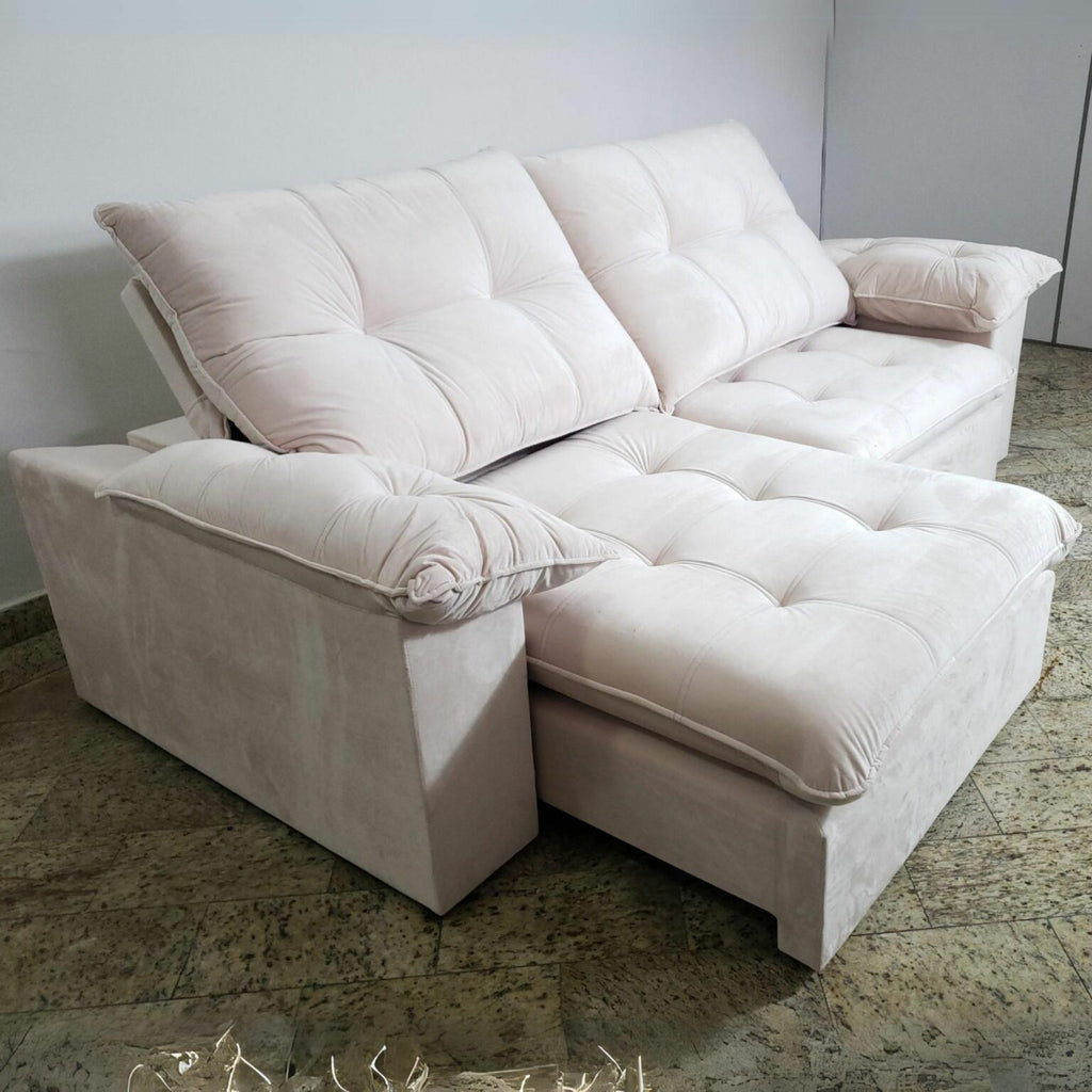 Sofá Retrátil e Reclinável México 2,50 m Bege – LEO DECOR - Móveis furniture