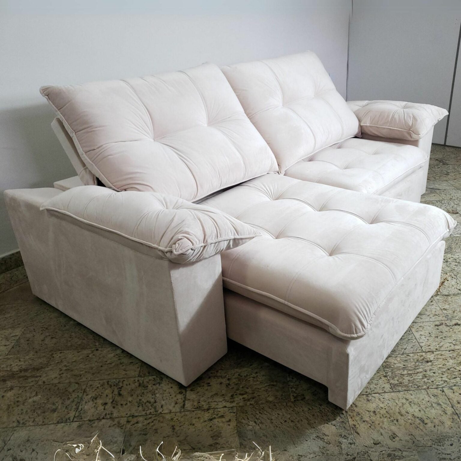 Sofá Retrátil e Reclinável México 2,50 m Bege – LEO DECOR - Móveis furniture