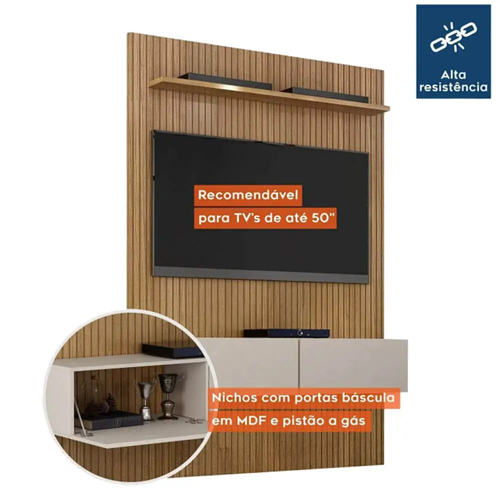 Painel Curitiba Com Nicho 134cm para TV até 50 Polegadas Valdemoveis