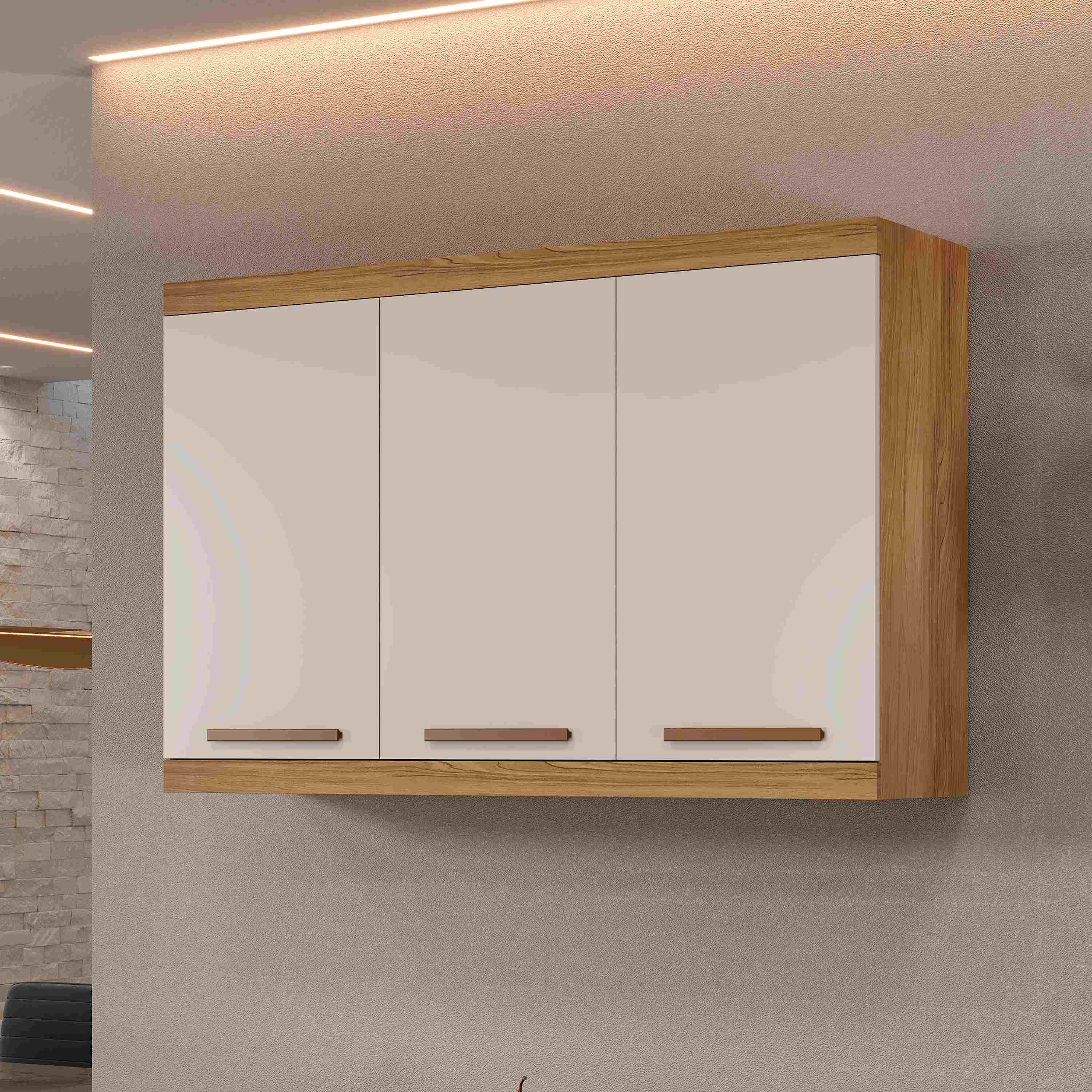 Armario Aereo Talisma 120 3P Cinamomo.Off White Arte Moveis
