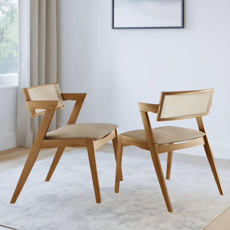 Kit 2 Cadeiras Zeus Canela/Linho Bege – SALA VIP MOVELARIA