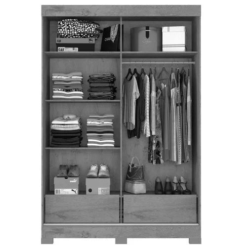 Guarda Roupa Turim Solteiro 2 Portas 2 Gavetas Atualle - Móveis furniture