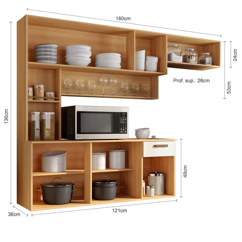 Kit Cozinha Suspensa Manu Larg. 1.80m Freijó/Off Poliman - Móveis furniture