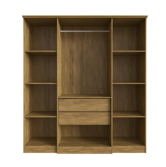 Roupeiro Genebra 4P2G, sendo 2 Portas com Vidro Reflecta Lunar.Nogueira Doripel