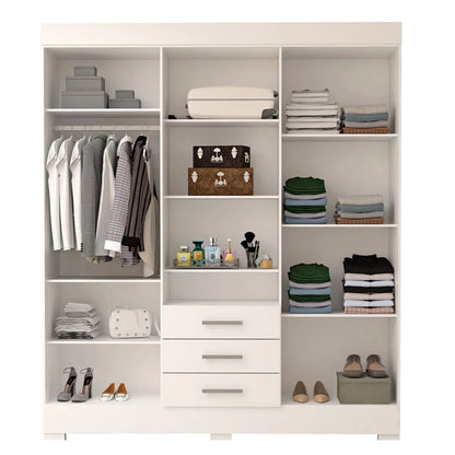 Roupeiro Débora c/Espelho 6 Portas 3 Gavetas 100% MDF Larg. 1.78m Branco ACP - Móveis furniture