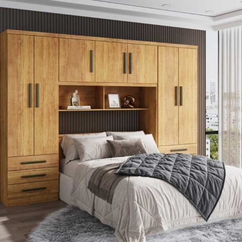 Guarda-Roupa Acoplado México 5 portas + Floripa 2 portas Casal – Cedro