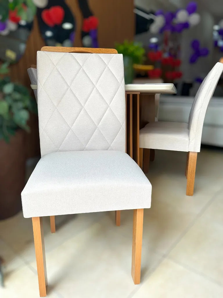 Mesa Nevada 120x90 (Off/Cinamomo) C/ 4 Caderias Toronto - Tecido Cinamomo - Móveis furniture