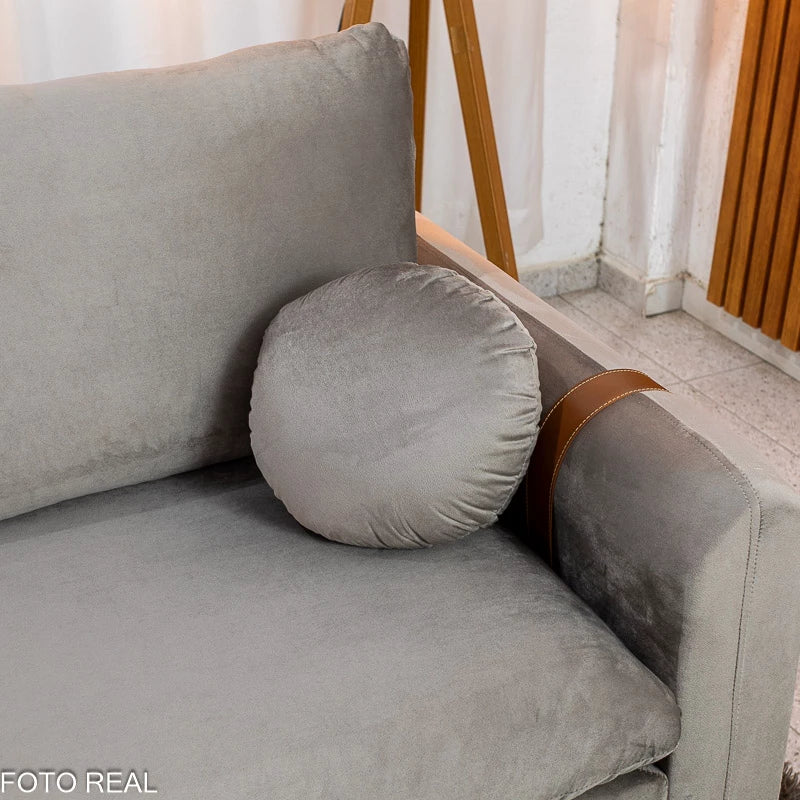 Sofá 3 lugares Kievi Larg. 1.80m Veludo Capuccino A38