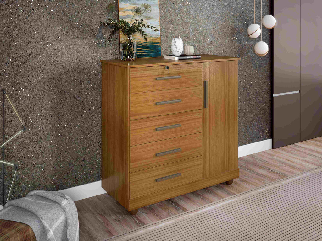 Comoda Fenix 5G1P com Pes - Móveis furniture