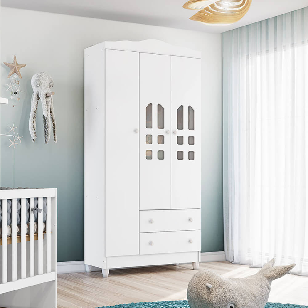 Guarda Roupa Infantil Eloa 3 Portas 2 Gavetas Carolina Baby - Móveis furniture