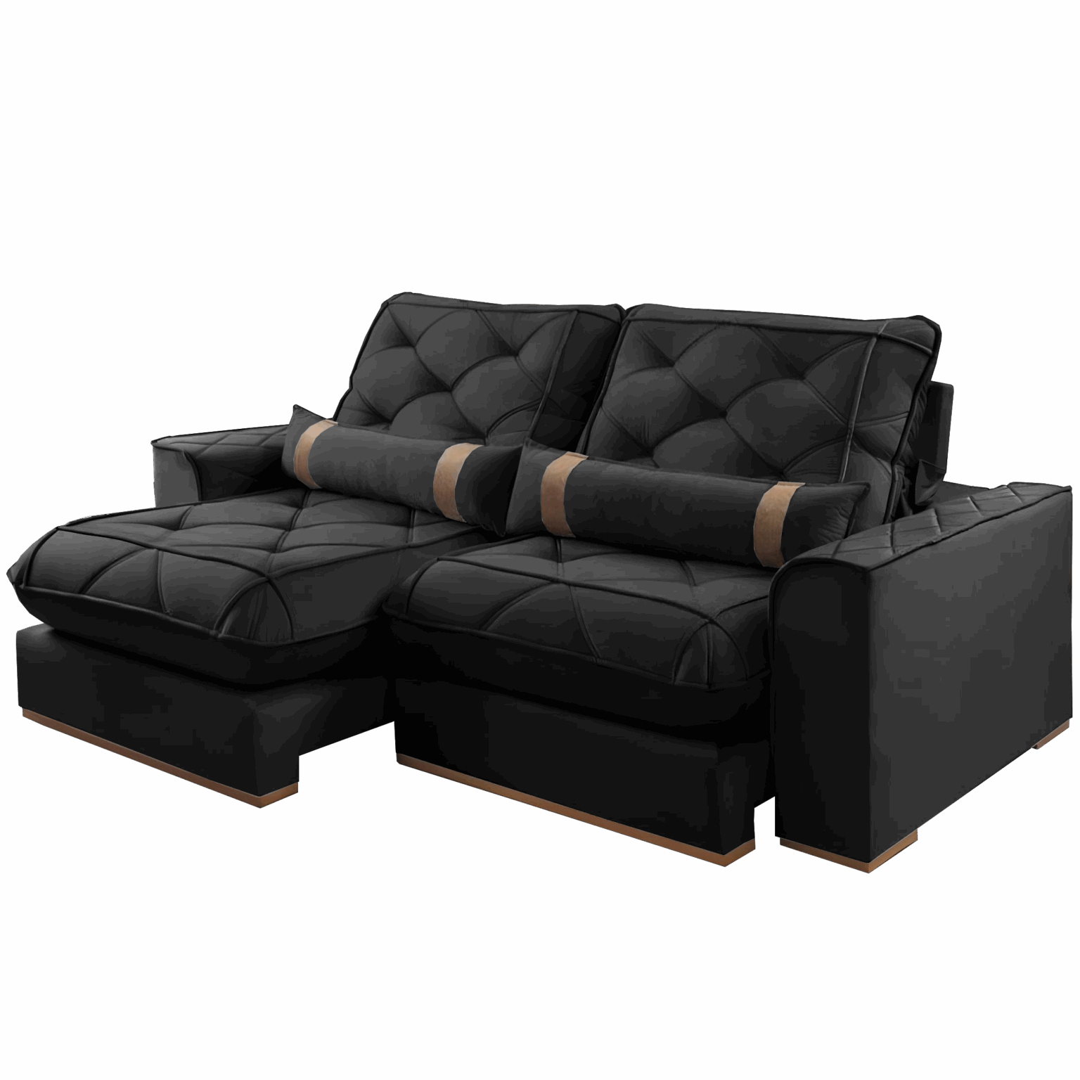 Sofá Retrátil e Reclinável Poseidon 029 2,50 m Veludo Preto – VICAM ESTOFADOS