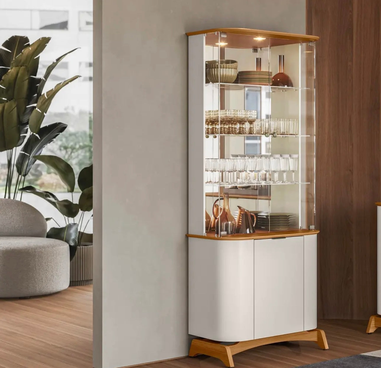 Cristaleira Serena com 3 Portas e LED New Ceval