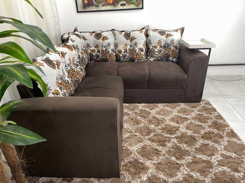 Conjunto de sofá de canto 2 x 3 lugares Félix – Marrom/Floral Flex - Móveis furniture