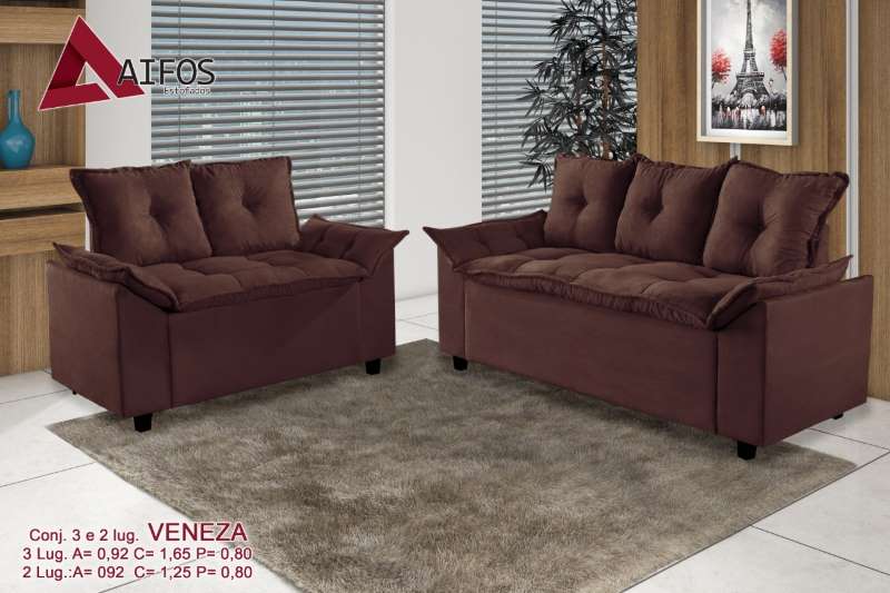 Conj Estofado Veneza 2x3Lgs Suede - Móveis furniture
