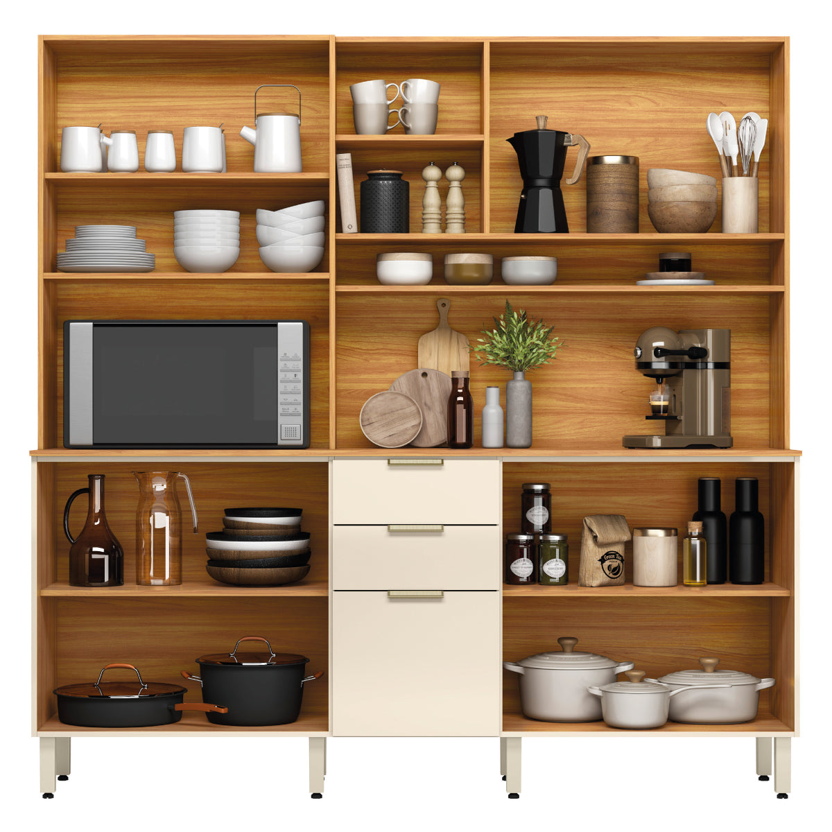 Kit Cozinha Amora 1,98 m Cinamon Touch/Off White – DEMÓBILE