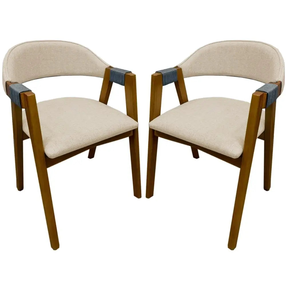 Kit 2 Cadeiras Ravena Madeira Tecido Linho Minas Plac