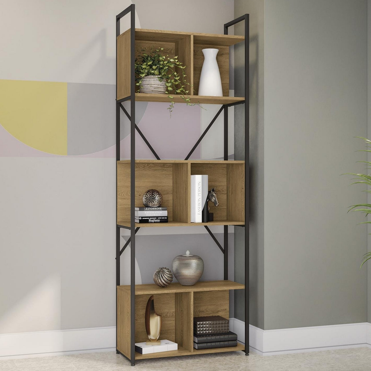 Estante Alta com 3 Nichos LI014 Freijó/Preto Fosco – KAPPESBERG