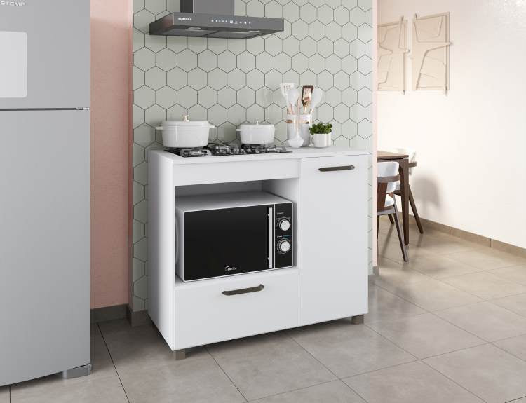 Balcao CookTop Manu Plus 4 Bocas Branco Moveis Parana