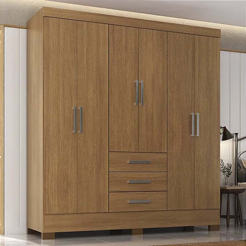 Roupeiro Fortaleza 6 Portas 3 Gavetas Larg. 1.62m (GR6365) Cinamomo Com pés Rodial Móveis - Móveis furniture
