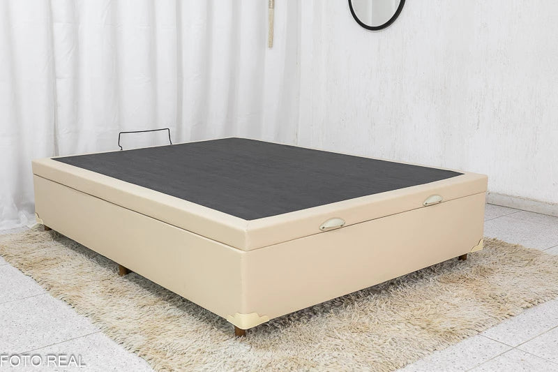 Box Baú Casal Tiza 138x188x42 Korino Bege Blindado Nature